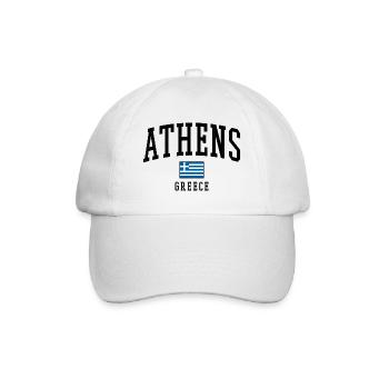 Athens Greece Flag Motif Graphic - Baseball Cap - white/white - Front
