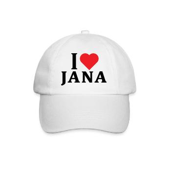 T-Shirt I love Jana T-Shirt Geschenkidee - Baseballkappe - Weiß/Weiß - Vorne
