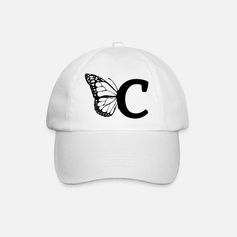 Buchstabe C Schmetterling - Baseballkappe - Weiß/Weiß