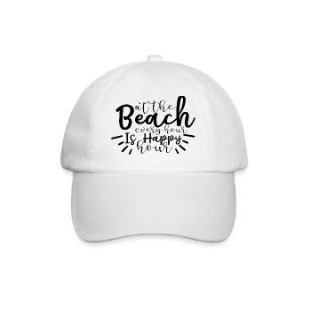 À la plage, chaque heure est happy hour - Casquette classique - blanc/blanc - Devant