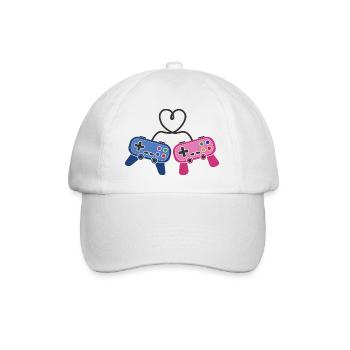 Gaming Gamer Paar Männer Frauen Valentinstag - Baseballkappe - Weiß/Weiß - Vorne
