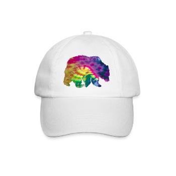 Bär Silhouette Tie Dye Batik Muster - Baseballkappe - Weiß/Weiß - Vorne