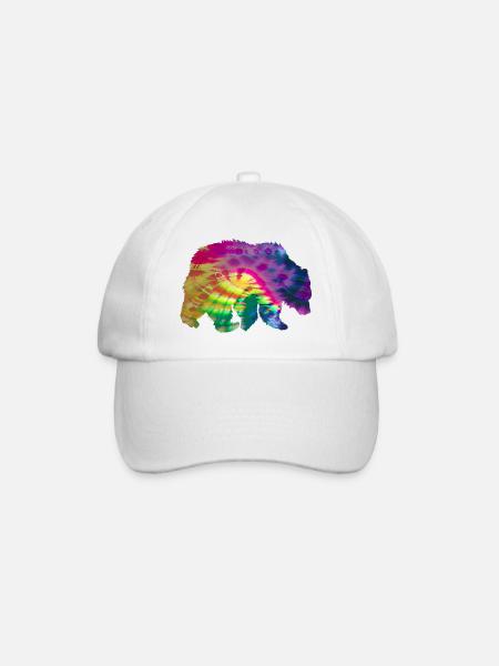 Bär Silhouette Tie Dye Batik Muster - Baseballkappe - Weiß/Weiß