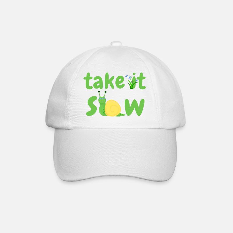 take it slow - Baseball Cap - white/white
