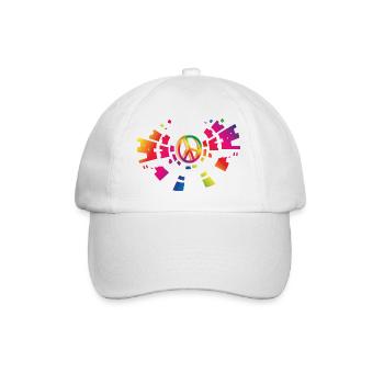 buntes Peace Zeichen für die Festival Saison - Baseballkappe - Weiß/Weiß - Vorne