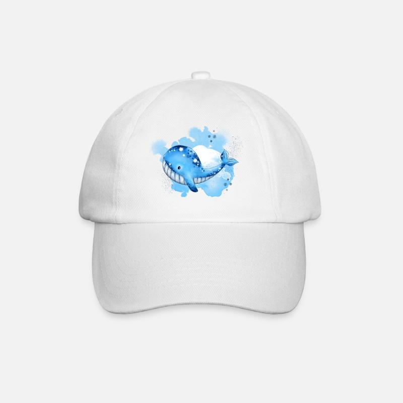 Jolie baleine éclaboussant dans l’océan - Casquette classique - blanc/blanc