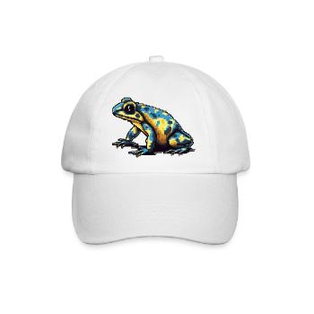 Farbenfroher Retro Pixel Pfeilgiftfrosch in 8 Bit - Baseballkappe - Weiß/Weiß - Vorne