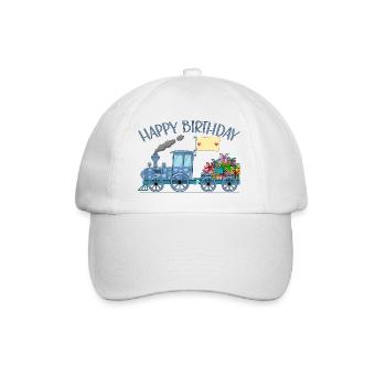 Children's Train Railway Happy Birthday - Baseball Cap - white/white - Front
