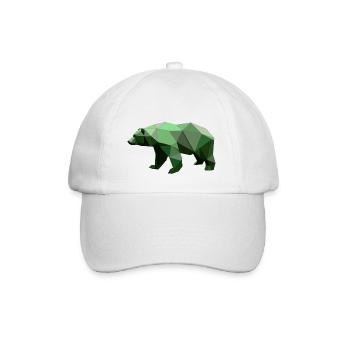 Bear, Polygon, Hiking, Trees, Animal, Wilderness, Nature, Green - Baseball Cap - white/white - Front