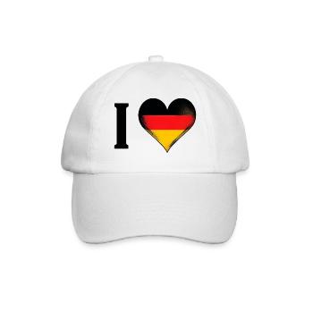 I ♥️ Germany | Ich liebe Deutschland - Baseballkappe - Weiß/Weiß - Vorne
