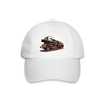 Illustration d’une locomotive à vapeur classique - Casquette classique - blanc/blanc - Devant