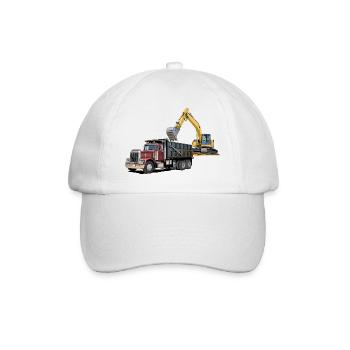 Lastwagen mit Bagger - Baseballkappe - Weiß/Weiß - Vorne