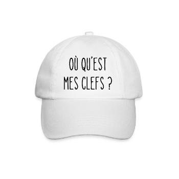 où qu'est mes clefs ? - Casquette classique - blanc/blanc - Devant
