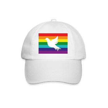 Weiße Taube auf LGBTQ Flagge Pride Flag - Baseballkappe - Weiß/Weiß - Vorne