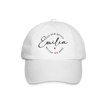Emilia Name - Baseballkappe - Weiß/Weiß - Vorne