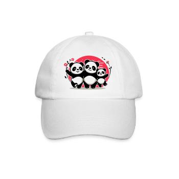 Pandas Family - 1 Elternteil 2 Kinder - Baseballkappe - Weiß/Weiß - Vorne