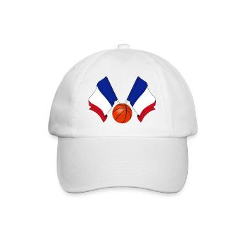 Two French flags with a Basketball France - Baseball Cap - white/white - Front