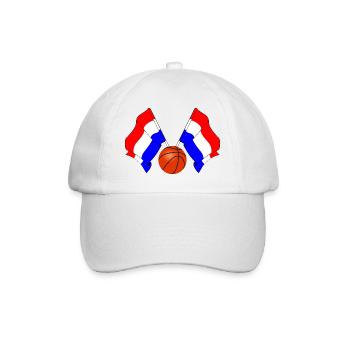 Two Dutch Flags with a Basketball - Baseball Cap - white/white - Front