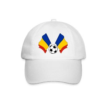 Two Romanian flags crossed football Romania - Baseball Cap - white/white - Front