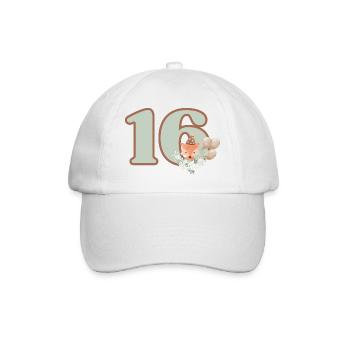 16. Geburtstag Fuchs Blumen - Baseballkappe - Weiß/Weiß - Vorne