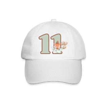 11th Birthday Fox Flowers - Baseball Cap - white/white - Front