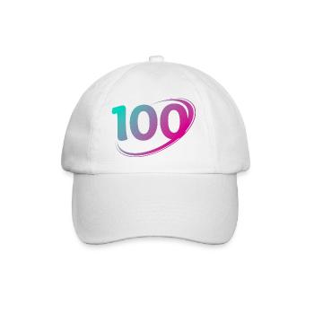 Nummer 100 Mehrfarbig - Baseballkappe - Weiß/Weiß - Vorne