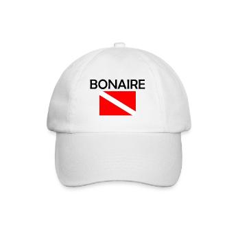 Bonaire Diver Down Flag - Scuba - Diving - Tauchen - Baseballkappe - Weiß/Weiß - Vorne