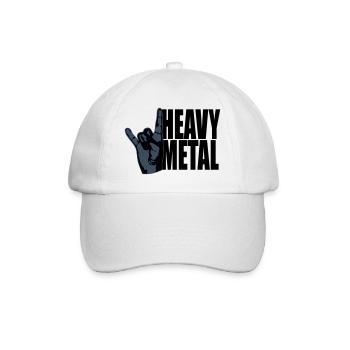 Heavy Metal Rock Musique Cors Geste Main Texte Logo - Casquette classique - blanc/blanc - Devant