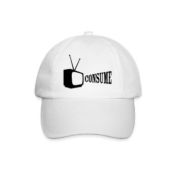 tv consume - Baseball Cap - white/white - Front