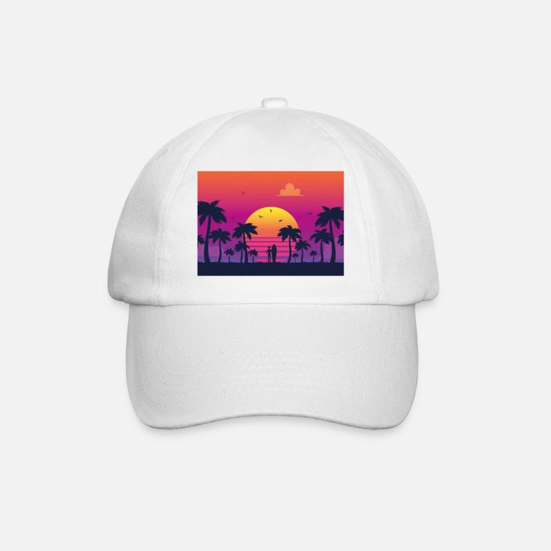 Surf au coucher du soleil - Casquette classique - blanc/blanc