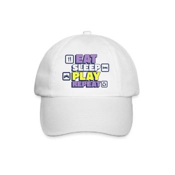Eat, Sleep, Play, Replay - Gamer - Baseball Cap - white/white - Front