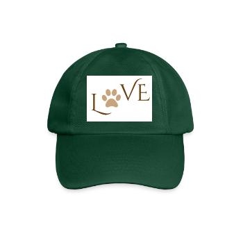 Love Word with Brown Dog or Cat Animal Paw Print - Baseball Cap - bottle green - Front