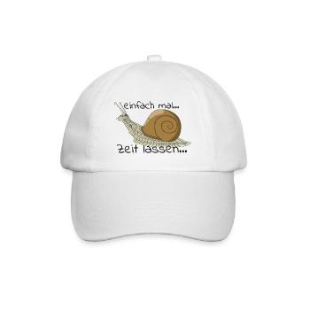 Schnecke "einfach mal Zeit lassen..." - Baseballkappe - Weiß/Weiß - Vorne