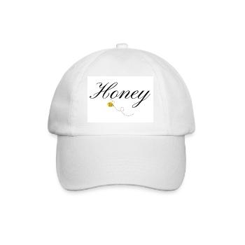 Honey Bee in Elegant Typography and flying Bee - Baseball Cap - white/white - Front