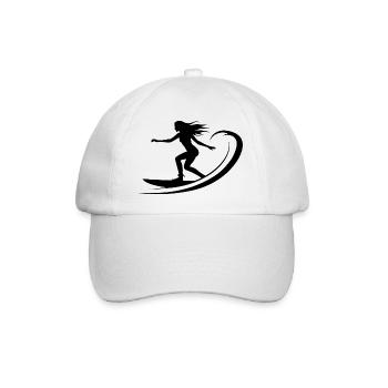 Surfing Girl Drawing - Baseball Cap - white/white - Front