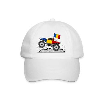 Rumänien Flagge Monstertruck  - Baseballkappe - Weiß/Weiß - Vorne