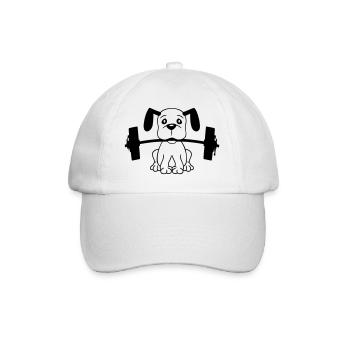 Chien Bodybuilder Muscles forts Gym Haltérophilie - Casquette classique - blanc/blanc - Devant