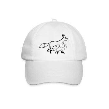 2 Foxes Mother Red Fox Little Child Father Mom - Baseball Cap - white/white - Front