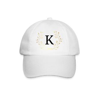 Buchstabe k Goldene Blumenkrone - Baseballkappe - Weiß/Weiß - Vorne
