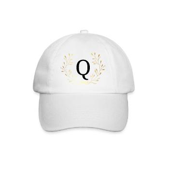 Letter Q Gold Floral Crown - Baseball Cap - white/white - Front