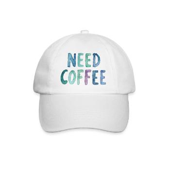 Need Coffee Watercolor Text - Baseball Cap - white/white - Front