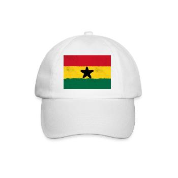 Flagge von Ghana – Die Macht Afrikas - Baseballkappe - Weiß/Weiß - Vorne