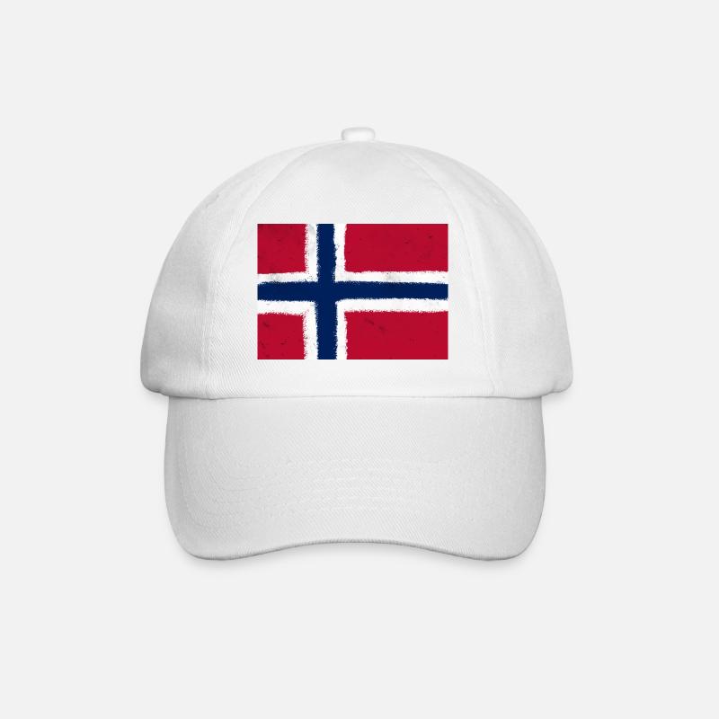 Flagge von Norwegen - Baseballkappe - Weiß/Weiß