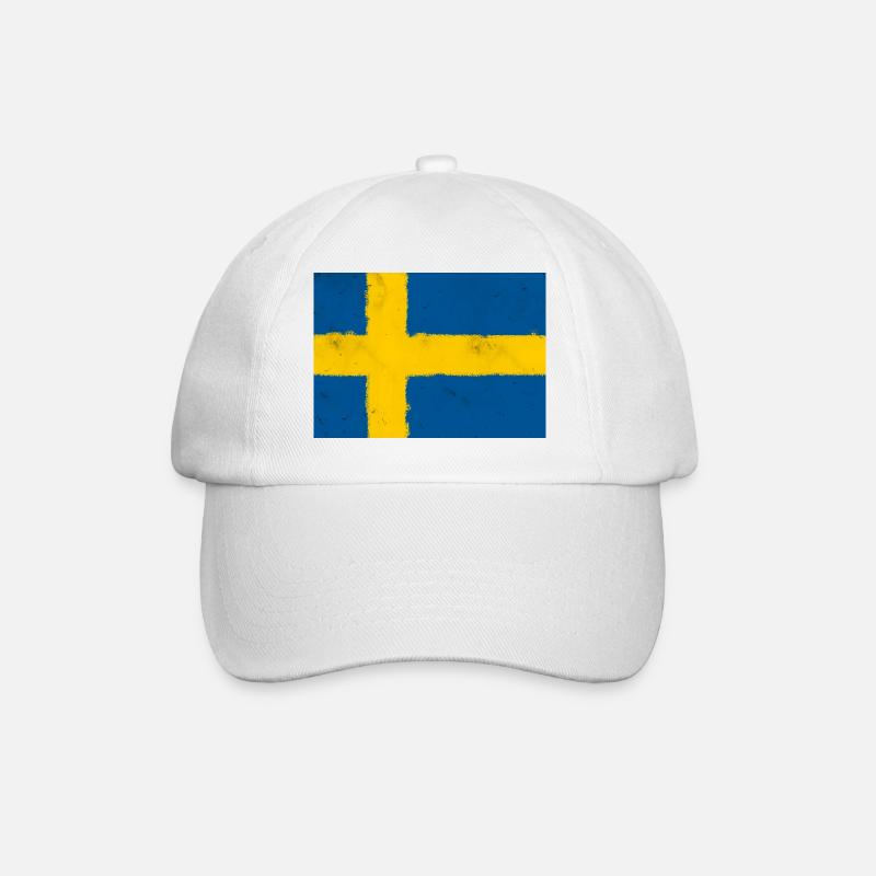 Flagge von Schweden - Baseballkappe - Weiß/Weiß