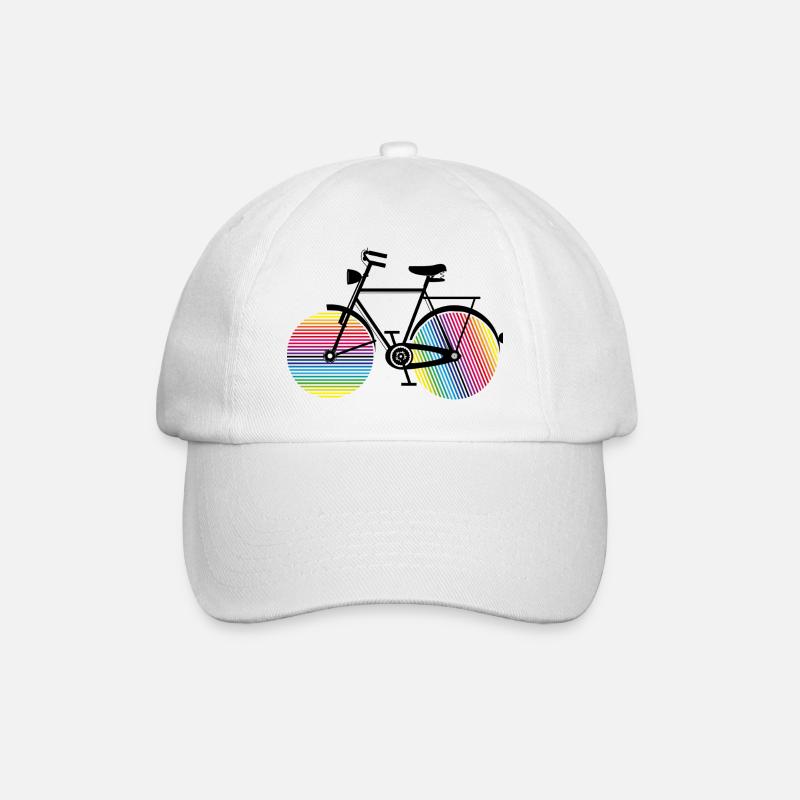 Regenbogen Fahrrad – stylisch & farbenfroh - Baseballkappe - Weiß/Weiß