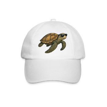 Turtle with sunglasses for casual wear - Baseball Cap - white/white - Front