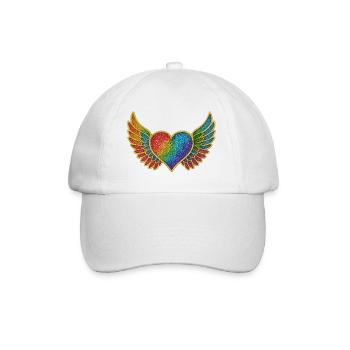 Regenbogenherz mit Flügeln - Baseballkappe - Weiß/Weiß - Vorne