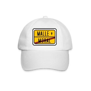 Malle statt Moral – Lustiges Party Design - Baseballkappe - Weiß/Weiß - Vorne