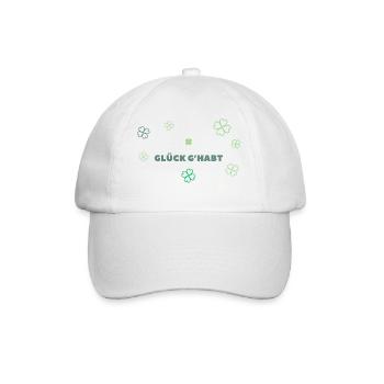 Glück g'habt - Design für positive Vibes - Baseballkappe - Weiß/Weiß - Vorne