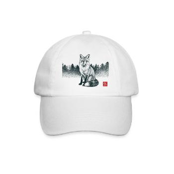 Kitsune Fox with Hanko Stamp - Baseball Cap - white/white - Front